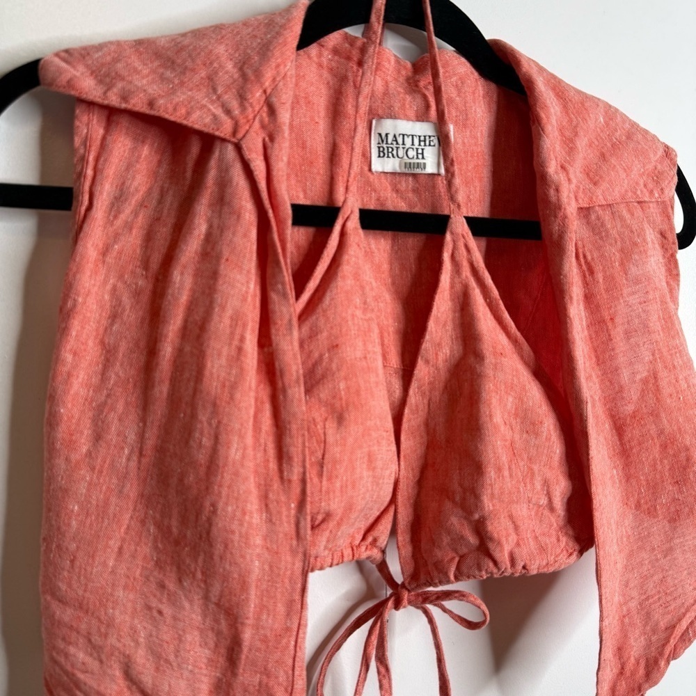 Matthew Bruch Vest with Triangle Linen Top - Red - Small - Picture 5 of 10